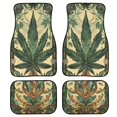 thumbnail image 1 of Uourmeti Green Boho Maple Leaf Car Floor Mats 4 Pieces Auto Accessories Vehicle Carpet Non-Skid Backing, Universal Fit, 1 of 7
