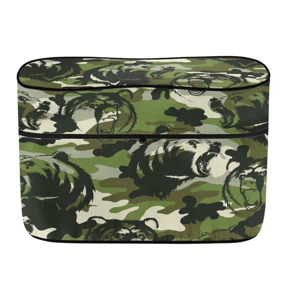 Uourmeti Green Camo Bear Pattern RV Dual Propane Tank Cover All Weather Protection for Travel Camping, Polyester Weather Resistant Waterproof RV Propane Tank Cover