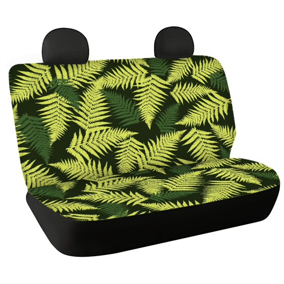 Uourmeti Green Fern Leaf Print Rear Bench Seat Covers for SUV, 2 Piece Non-Slip Waterproof Car Rear Seat Covers Durable Dirt Proof Back Seat Covers