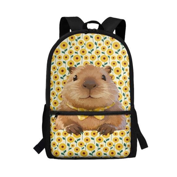 Uourmeti Guinea Pig & Sunflower Print Smooth Zippers Daypack for Travel Work, Soft Adjustable Comfort Straps Backpack Durable School Backpack
