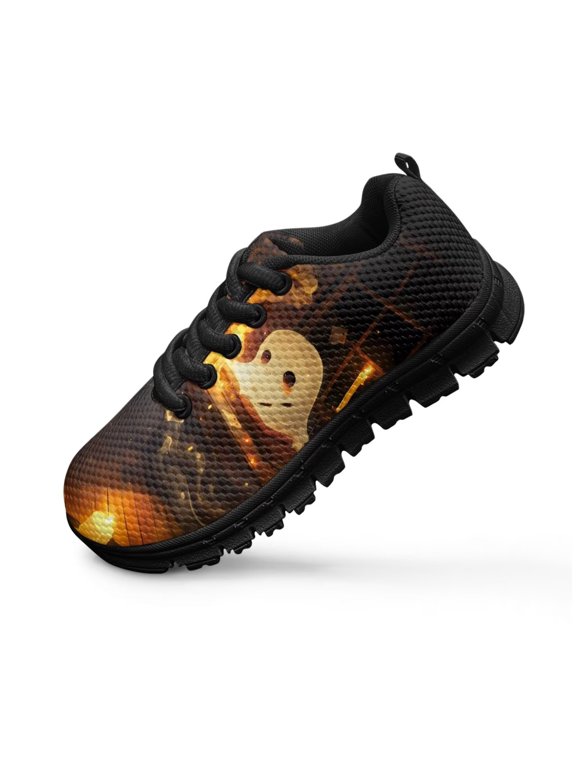Halloween Sneakers for Kids Size 1 Retro Ghost Shoes Boys Girls Tennis Running Shoes for Kids Fashion Slip on Athletic Sport Sneakers