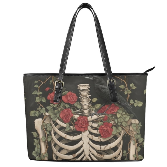 Uourmeti Handbag Rose Floral Pattern Large Capacity Tote Shoulder Bag ...
