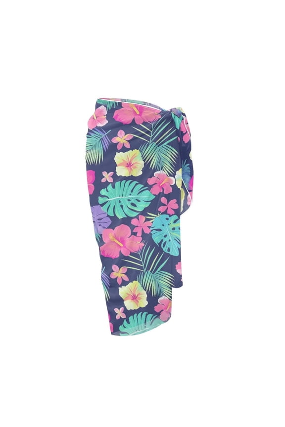 Hawaiian Hibiscus Pattern Sarong Swimsuit Cover Ups for Women Sheer Cover Ups for Swimwear Women Long Bikini Wraps