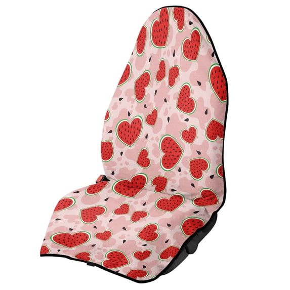 Uourmeti Heart-shaped Watermelon Print Terry Cloth Car Seat Cover Non-Slip Back Waterproof Car Seat Cover, Sweatproof Non Slip Car Seat Towel Cover Fit for SUVs Trucks Cars