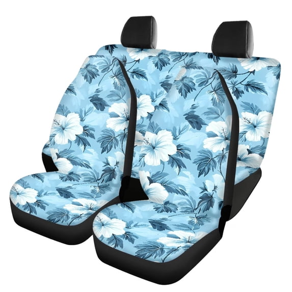 Uourmeti Hibiscus Car Seat Covers Lightweight Car Seat Covers Full Set Non-Slip Polyester Car Accessories Set Fit for Trucks Sedans