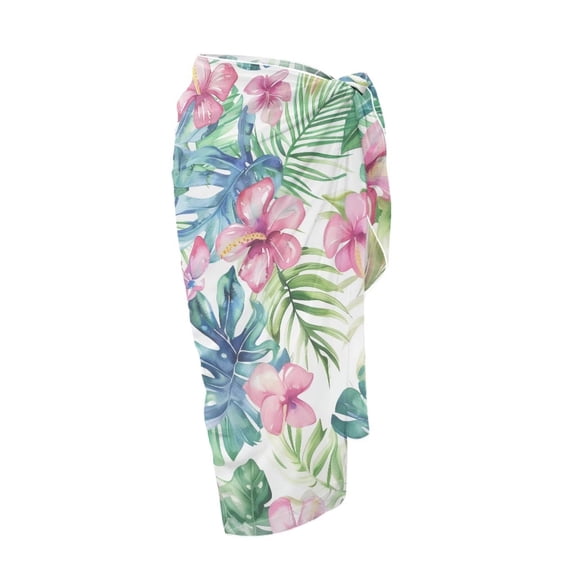 Uourmeti Hibiscus Leaf Swimsuit Coverup for Women Lightwieght Quick Dry Chiffon Long Bikini Wraps Bathing Suit Swimsuit Scarf for Lover, One Size