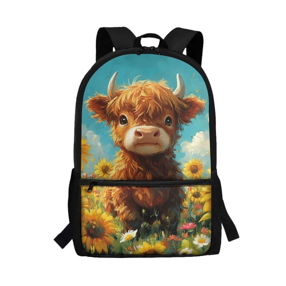 Uourmeti Highland Cow Pattern Lightweight Backpack for Daily Use Travel, Durable Fabric Fine Craftsmanship School Backpack Large Capacity Student Bookbag