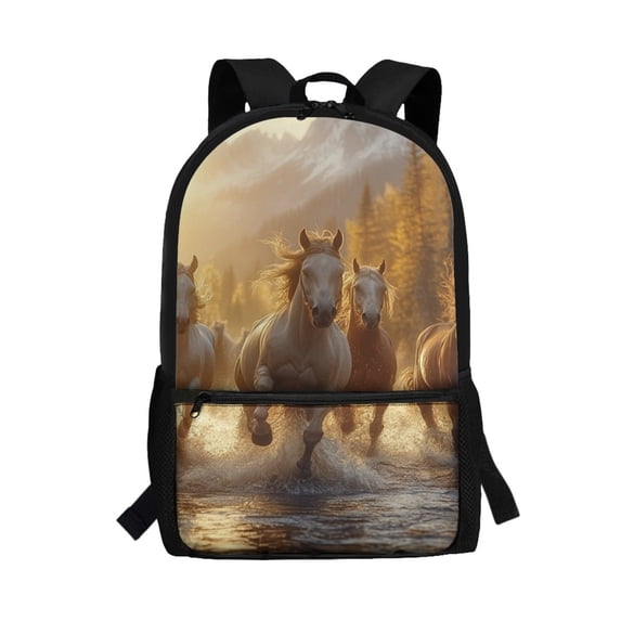 Uourmeti Horse Herd Print Daypack for Students, 17 Inch Large Storage Fashion School Backpack for Travel Camping