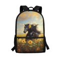 thumbnail image 1 of Uourmeti Horse Sunflower Print Backpack, Adjustable Comfort Shoulder Student Bookbag 17 Inch School Backpack for Travel Outdoor, 1 of 6