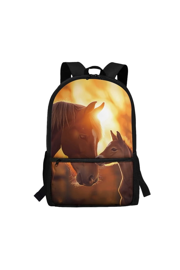 Horses at Sunset Rich Texture Backpack for Travel School, Large Capacity Durable School Backpack High Quality School Bookbag