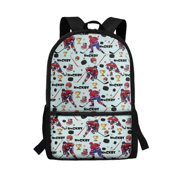 Uourmeti Ice Hockey Player Pattern Backpack, Large Storage School Backpack 17 Inch Personalized Student Bookbag for Outdoor Travel