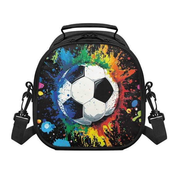 Uourmeti Kids Insulated Lunch Bag featuring Soccer Paint Splash - Great for School, Outdoor Picnics and Daily Use