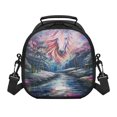 thumbnail image 1 of Uourmeti Kids Insulated Lunch Bag featuring Watercolor Horse River Design - Perfect for School and Outdoor Picnics, 1 of 6