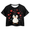 thumbnail image 1 of Uourmeti Kids Penguin Crop Tops 10-12Y Girls Short Sports T-Shirt Trendy Loose Crew Neck Pullover Summer Short Sleeve Top, 1 of 6