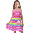 thumbnail image 1 of Uourmeti Kids Rabbit Dresses Girls Cute Sundress for Summer Spaghetti Strap Tiered Swing Midi Dress Size 9-10t Girls Soft A Line Cami Dresses for Party Beach School, 1 of 6