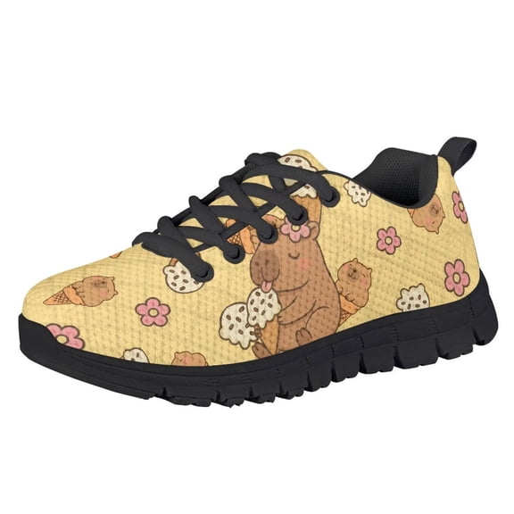 Uourmeti Kids Shoes Boys Girls Cartoon Capybara Shoe Size 1 Ice Cream Tennis Running Athletic Shoes Lightweight Breathable Knitted Slip On Trainer