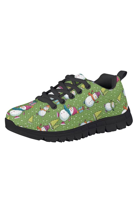 Kids Shoes for Girls School Cute Sneakers Christmas Snowman Print Shoes for Kids Breathable Lightweight Athletic Running Shoe US 11.5