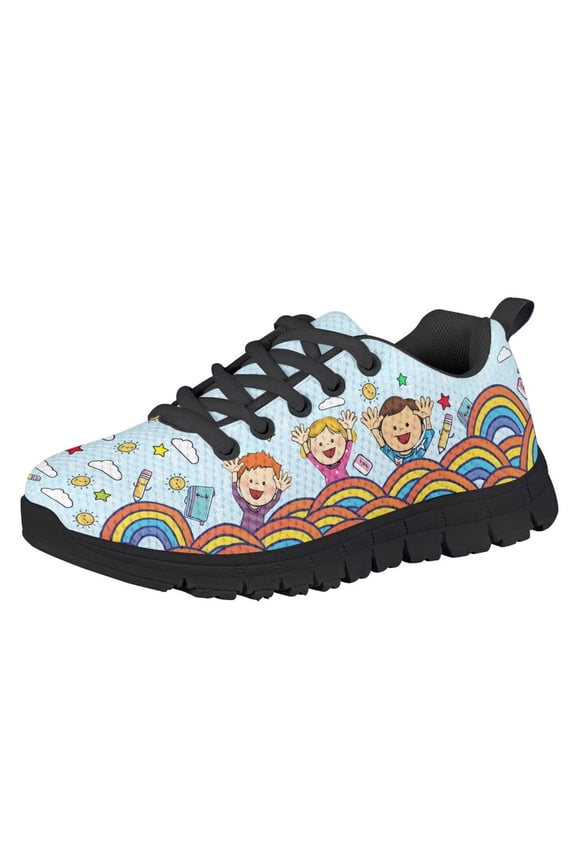 Kids Sneakers Slip on Tennis Running Shoes Boys Girls Rainbow Lightweight Sneakers Breathable Causal Fitness Athletic Sports Shoes 1