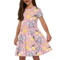 thumbnail image 1 of Uourmeti Koala Kids Dresses Little Girls Cute Short Sleeve Midi Dress Summer Lemon Casual Crew Neck Swing Dresses with Pockets, 1 of 6