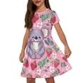 thumbnail image 1 of Uourmeti Koala Kids Short Sleeve Dress Summer Cute Swing Dresses Strawberries Casual Soft Crewneck Knee Length A-Line Dress with Pockets for 11-12 Years Girls, 1 of 5