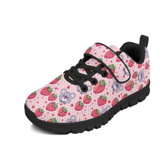 Uourmeti Koala Sneakers for Girls Size 12.5 Kids Knitted Mesh Sports Shoes Breathable Lightweight Single Buckle Lace Up Athletic Running Shoes Anti Skid Sole