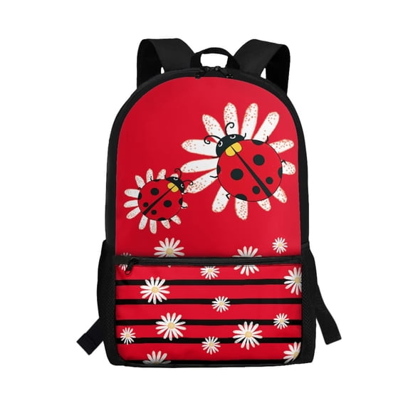 Uourmeti Ladybug Daisy Backpack, Adjustable Comfort Straps School Backpack 17 Inch Premium Non Fade Student Bookbag for Travel Daily Use