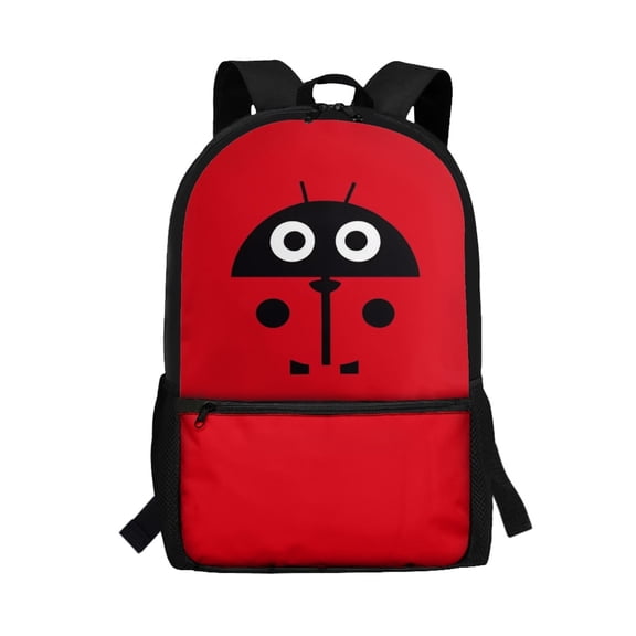 Uourmeti Ladybug Face Print Polyester Bookbag for Women, 17 Inch Durable Smooth Zipper Backpack for Travel School