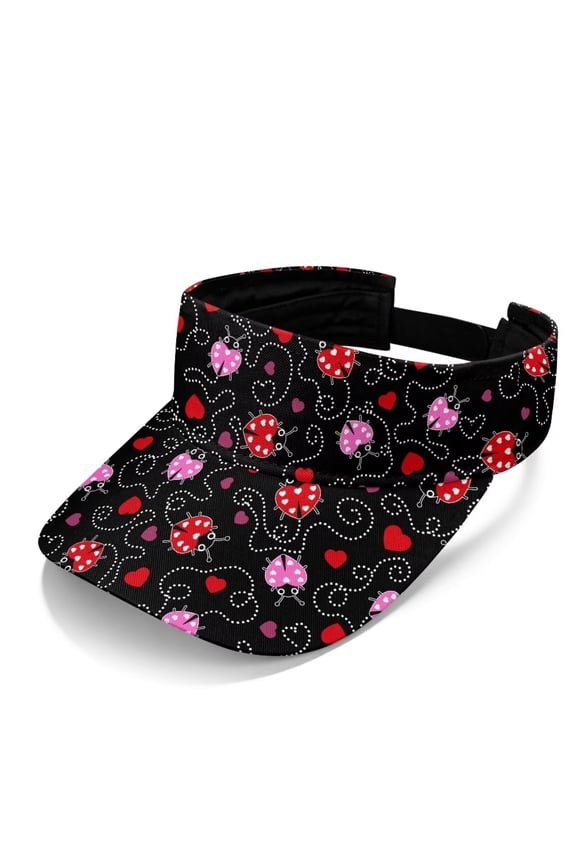 Ladybug Hearts Art Print Women Sports Sun Visors Hat Men Adjustable Visors Outdoor Golf Beach Travel Sunhat Headwear Camping Cap