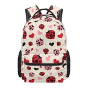 Uourmeti Ladybug Love Hearts School Backpack for Girls Large Capacity 17 Inch Bookbag Elementary Preschool Daypack with Side Pocket for Outdoor Camping