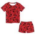 thumbnail image 1 of Uourmeti Ladybug Polka Dot Print Girls Kids Clothes Summer Short Sleeve T Shirts and Shorts Clothing Set Outfit for Big Little Girls Summer Outfit for Home School Travel, 1 of 5