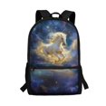 thumbnail image 1 of Uourmeti Large Capacity 17 Inch Backpack for Travel Shopping, Spacious Interior Smooth Zipper Front Pocket School Backpack, Celestial White Horse Print, 1 of 6