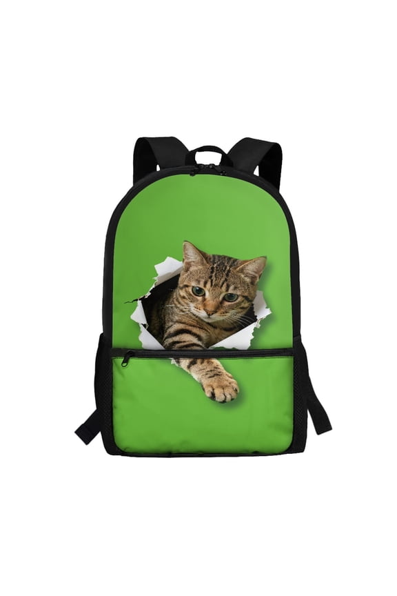 Large Capacity School Backpack for Travel Work, 17 Inch Comfort Straps Bookbag, Cat Print Pattern