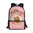 thumbnail image 1 of Uourmeti Large Storage Backpack for School Shopping, 17 Inch Smooth Zipper School Travel Bag, Cat Lover Floral Wreath, 1 of 6