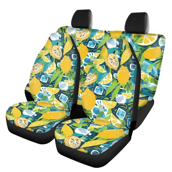 Uourmeti Lemon Car Seat Covers 3 Pack, Car Seat Covers Full Set Polyester Easy to Install Breathable for Trucks Cars SUVs