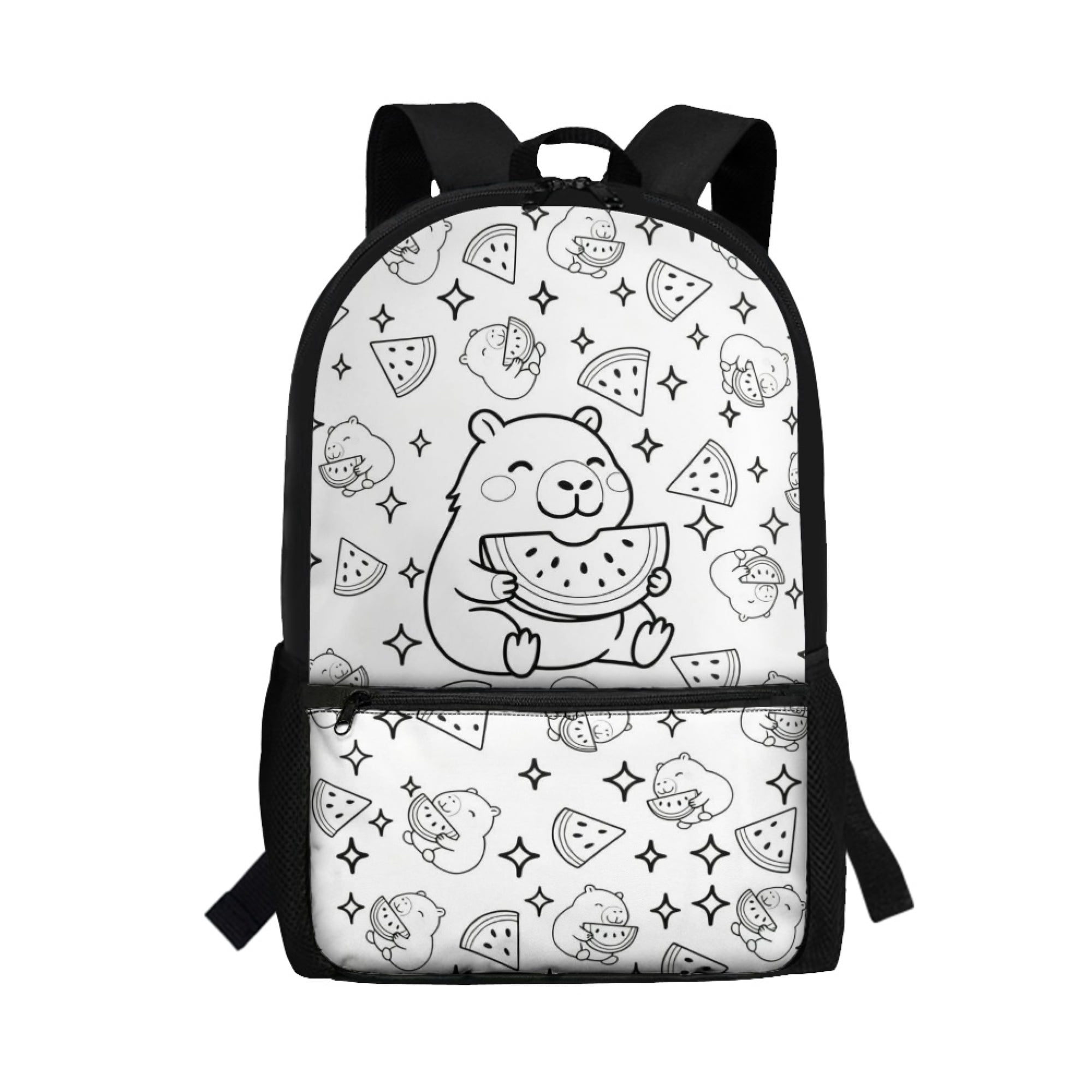 Uourmeti Lightweight 17 Inch Backpack for Travel Work, Stylish Durable Spacious Compartment School Backpack, Bear Watermelon Pattern