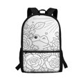 thumbnail image 1 of Uourmeti Lightweight 17 Inch School Bag for Travel Outdoor, Large Capacity Smooth Zipper Easy To Carry Backpack, Frog Rose Line Design, 1 of 6