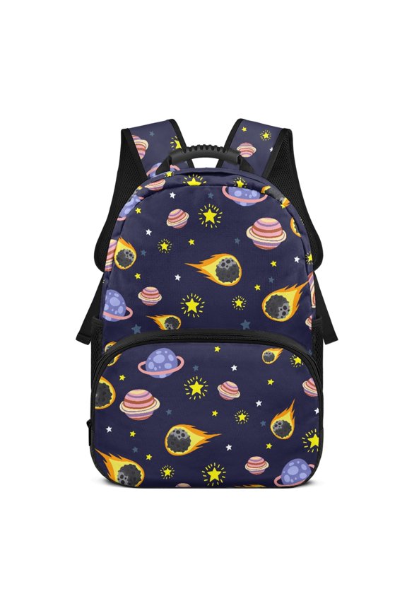 Lightweight Backpack for Daypack School, Polyester Large Capacity School Backpack, Colorful Planet Meteor Star Pattern