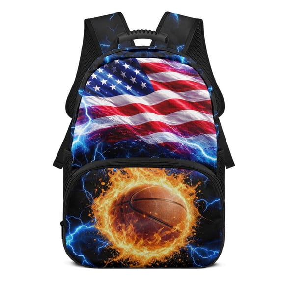 Uourmeti Lightweight Backpack for School Daily, Polyester Comfortable School Backpack, Lightning Basketball Print Print