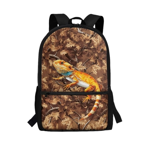 Uourmeti Lizard Pattern Backpack for Women, 17 Inchs Wear Resistant Durable Fabric Student Bookbag for Daily Use Travel