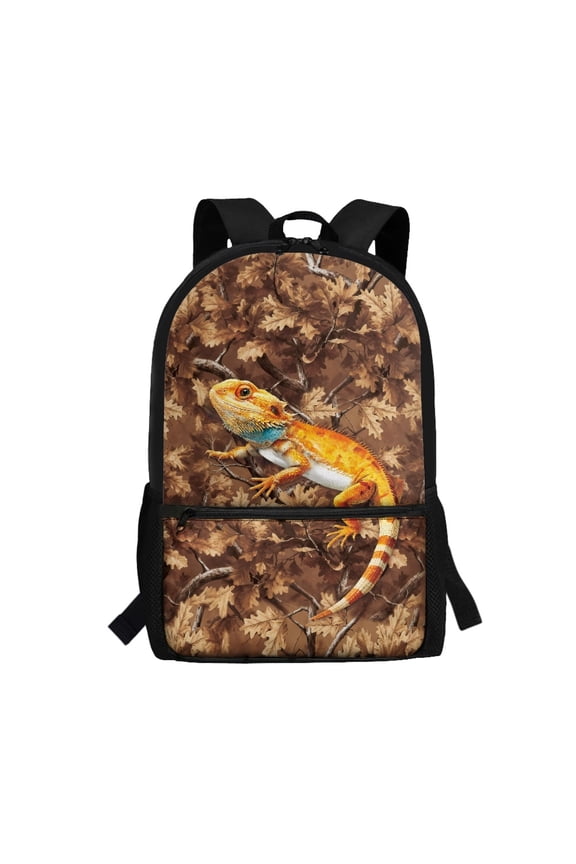 Lizard Pattern Backpack for Women, 17 Inchs Wear Resistant Durable Fabric Student Bookbag for Daily Use Travel