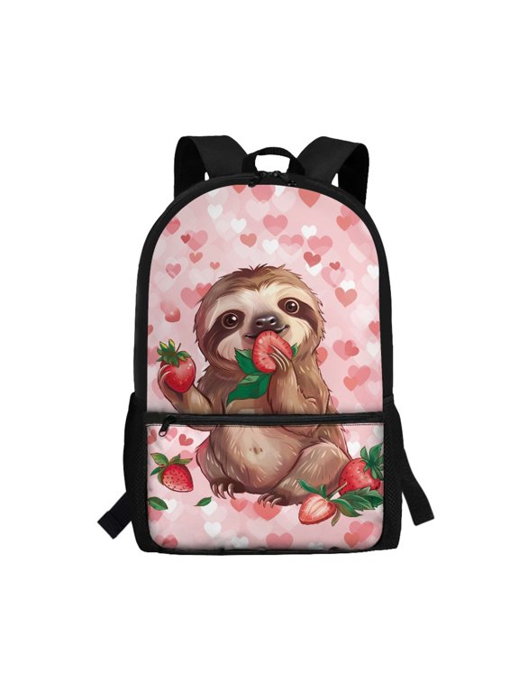 Love Sloth Pattern High Quality Student Bookbag, 17 Inch Adjustable Comfort Straps Backpack Fashion School Backpack for Students