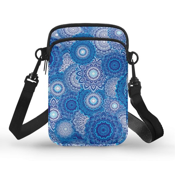 Uourmeti Mandala Cellphone Crossbody Bag, 2 Layer with Crossbody Strap Cell Phone Purse for Hiking Running