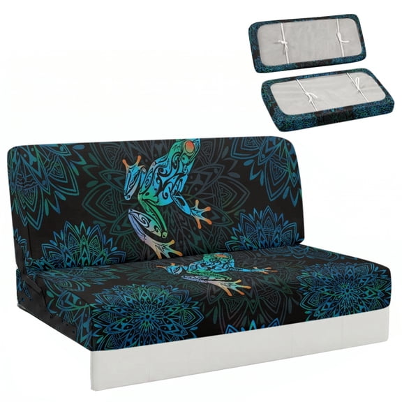 Uourmeti Mandala Tribal Frog Print RV Dinette Cushion Covers Dust & Stain Barrier, Fit for Interior Camping, RV Couch Covers Suitable for Jackknife Sleeper Sofas