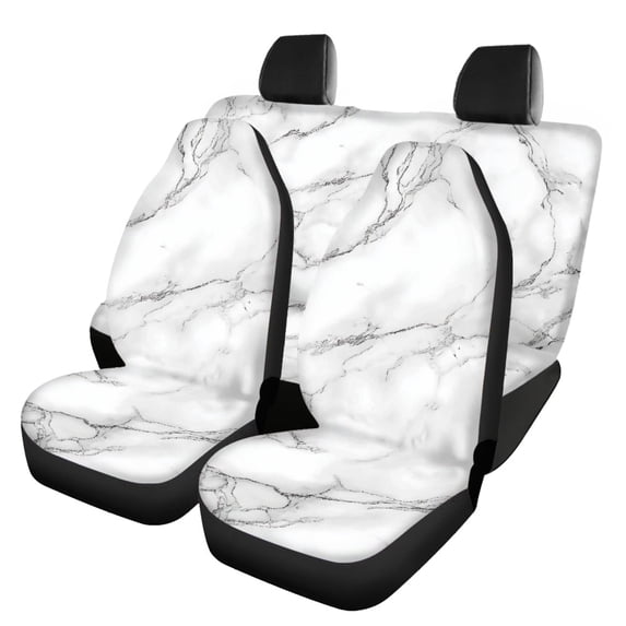 Uourmeti Marble Car Seat Covers Full Set Decor Front and Back Seat Protector Trendy Accessories Polyester Car Front & Rear Seat Covers Fit for most Cars Truck