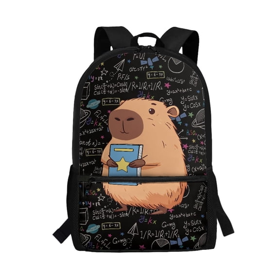 Uourmeti Math Book Capybara Daypack, Large Storage Space School Backpack 17 Inch Personalized Student Bookbag for Tourism Outdoor