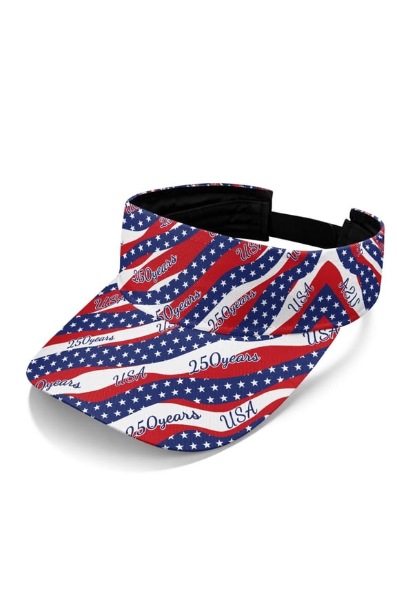 Men’s Adjustable Visor Hat Open Top Quick Dry for Golf Running Walking Beach Summer Sports USA 250 Years Print