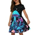 thumbnail image 1 of Uourmeti Mushrooms Short Sleeve Dresses for Toddler Girls Summer Soft Swing Dress Lightweight Loose Round Neck Midi Dresses with Pockets, 1 of 6