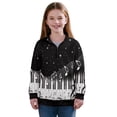 thumbnail image 1 of Uourmeti Music Note Print Kids Winter Sweatshirt Quarter Zip Up Pullover Long Sleeve Warm Comfy Casual Loose Top for Cold Weather Boys Girls Size 5-6, 1 of 7