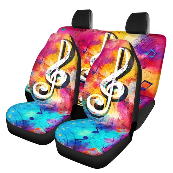 Uourmeti Music notes Car Seat Covers Full Set Softy Seat Protectors Interior Decor Polyester Car Seat Covers Set Fit for Cars Trucks