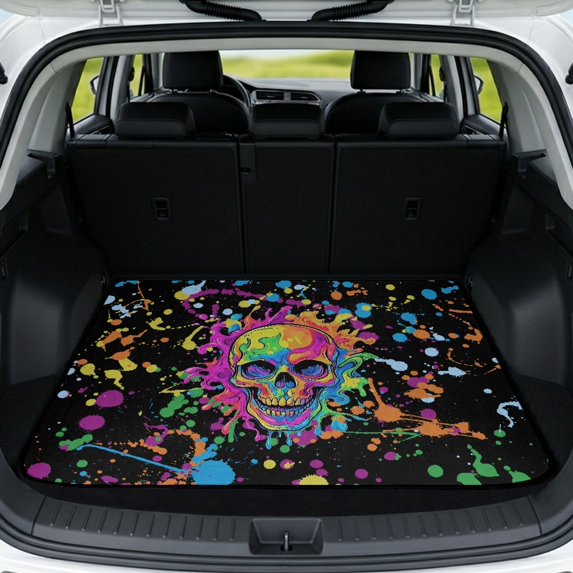 Uourmeti Neon Splash Colorful Skull Pattern Easy to Clean Cargo Liner Dust-proof 29" x 39" SUV Cargo Liner Vehicle Interior